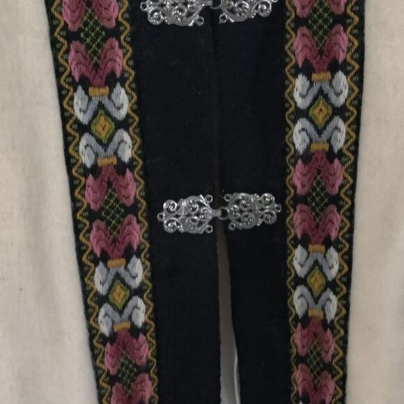 Vintage Fjord Norway AS Evebososs Wool Elegant Cream Black Cape Fringe Sz 38/SM - Picture 9 of 9